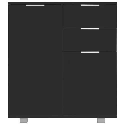 Magasfényű fekete szerelt fa tálalószekrény 71x35x80 cm