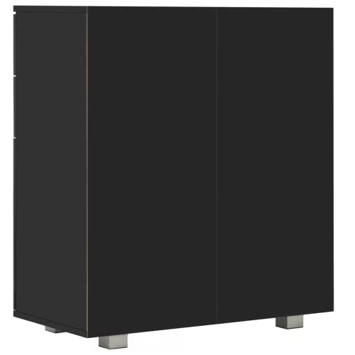 Magasfényű fekete szerelt fa tálalószekrény 71x35x80 cm