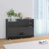 Fekete magasfényű tálalószekrény 107x35x80,5 cm