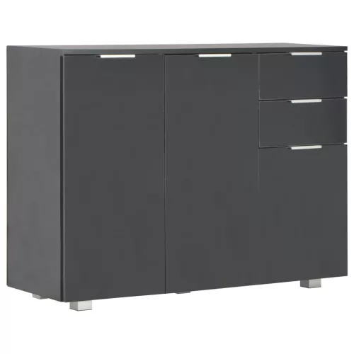 Fekete magasfényű tálalószekrény 107x35x80,5 cm
