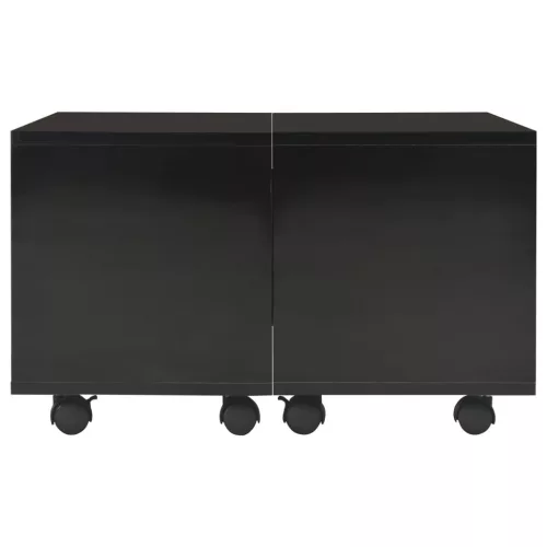 Magasfényű fekete szerelt fa dohányzóasztal 60 x 60 x 35 cm