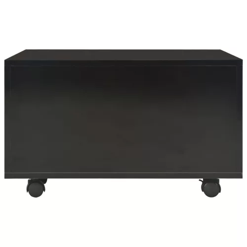 Magasfényű fekete szerelt fa dohányzóasztal 60 x 60 x 35 cm