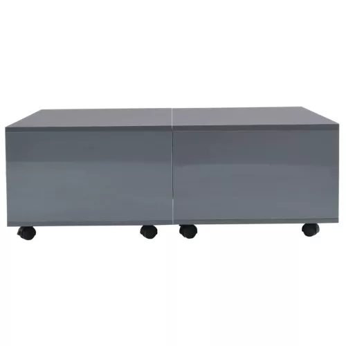 Magasfényű szürke dohányzóasztal 100 x 100 x 35 cm
