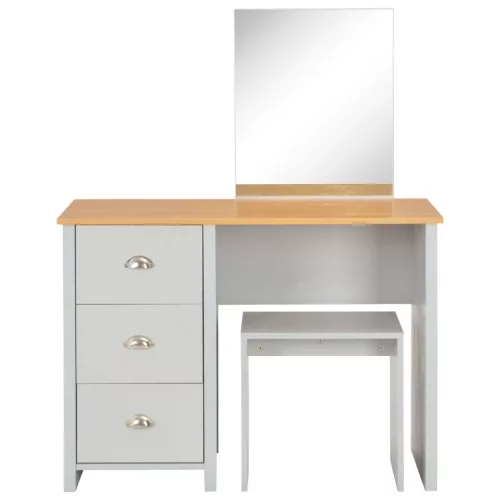 Szürke öltözőasztal tükörrel és ülőkével 104 x 45 x 131 cm