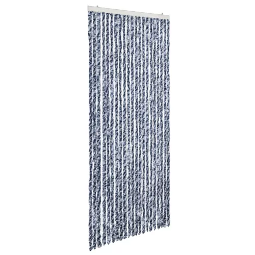 Kék, fehér és ezüstszínű zsenília rovarfüggöny 90 x 220 cm
