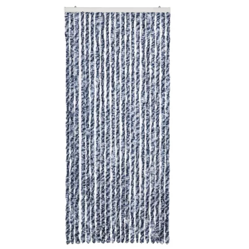 Kék, fehér és ezüstszínű zsenília rovarfüggöny 90 x 220 cm