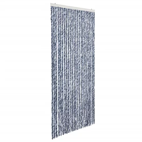 Kék, fehér és ezüstszínű zsenília rovarfüggöny 100 x 220 cm