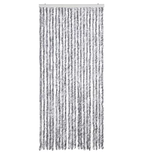 Fehér és szürke zsenília rovarfüggöny 90 x 220 cm