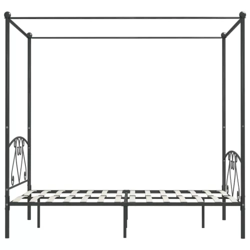 Szürke fém baldachinos ágykeret 140 x 200 cm