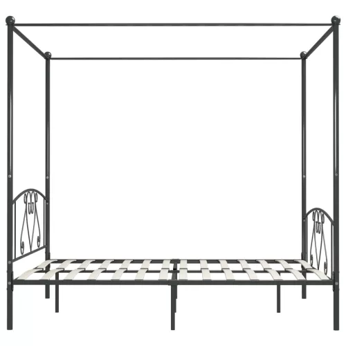 Szürke fém baldachinos ágykeret 180 x 200 cm