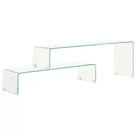   Kétrészes edzett üveg dohányzóasztal 90x30x20/110x30x40 cm