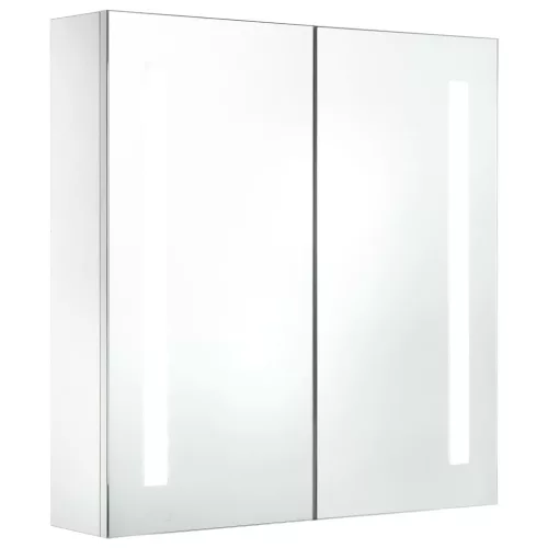Tükrös fürdőszobaszekrény LED világítással 62 x 14 x 62 cm