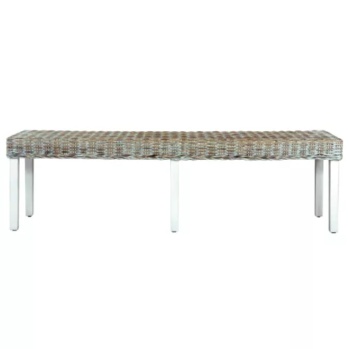 Fehér természetes kubu rattan és tömör mangófa pad 160 cm
