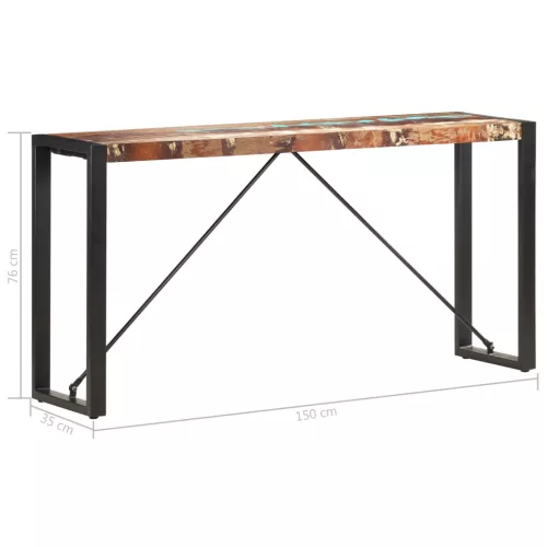 Tömör újrahasznosított fa tálalóasztal 150 x 35 x 76 cm