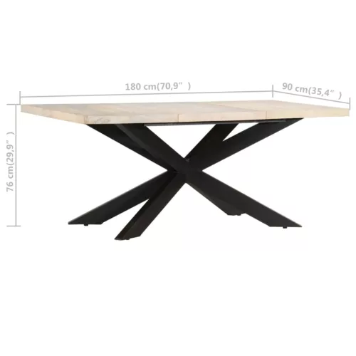 Tömör fehérített mangófa étkezőasztal 180 x 90 x 76 cm