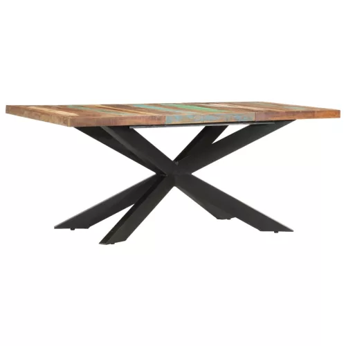 Tömör újrahasznosított fa étkezőasztal 180 x 90 x 76 cm