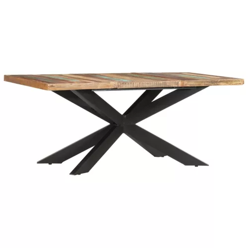 Tömör újrahasznosított fa étkezőasztal 180 x 90 x 76 cm