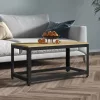 Világosbarna és fekete MDF és vas dohányzóasztal 90x45x45 cm