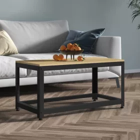   Világosbarna és fekete MDF és vas dohányzóasztal 90x45x45 cm