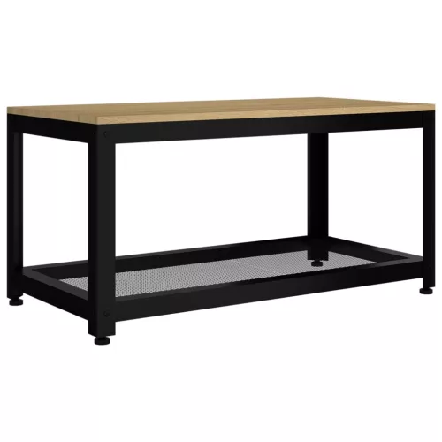 Világosbarna és fekete MDF és vas dohányzóasztal 90x45x45 cm