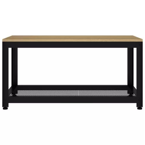 Világosbarna és fekete MDF és vas dohányzóasztal 90x45x45 cm