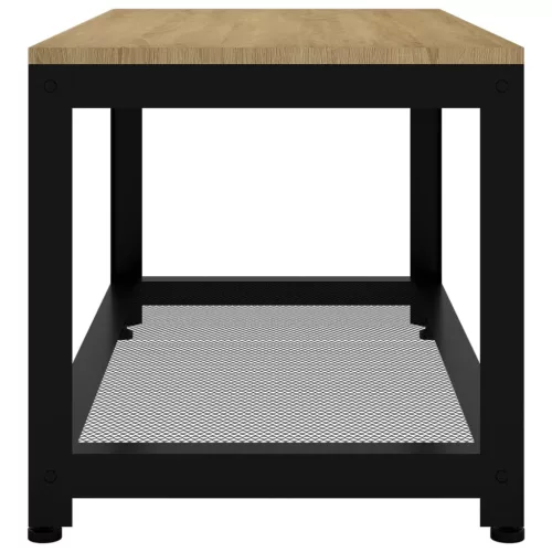 Világosbarna és fekete MDF és vas dohányzóasztal 90x45x45 cm