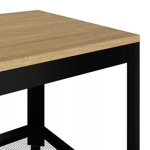 Világosbarna és fekete MDF és vas dohányzóasztal 90x45x45 cm