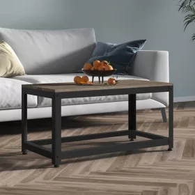 Szürke és fekete MDF és vas dohányzóasztal 90x45x45 cm