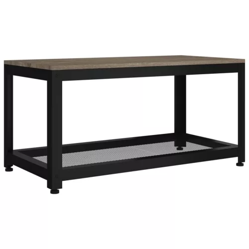 Szürke és fekete MDF és vas dohányzóasztal 90x45x45 cm