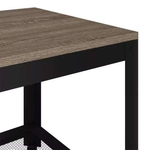 Szürke és fekete MDF és vas dohányzóasztal 90x45x45 cm