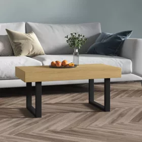   Világosbarna és fekete MDF és vas dohányzóasztal 90x45x40 cm