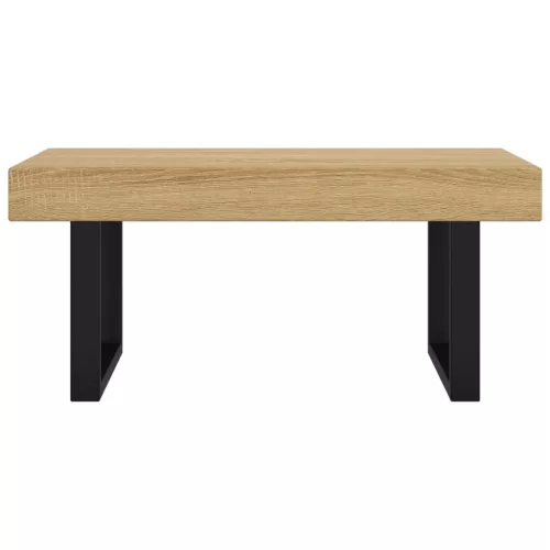 Világosbarna és fekete MDF és vas dohányzóasztal 90x45x40 cm