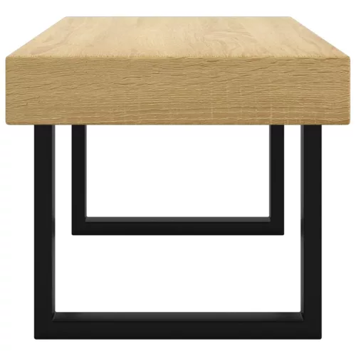Világosbarna és fekete MDF és vas dohányzóasztal 90x45x40 cm