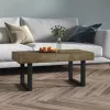 Sötétbarna és fekete MDF és vas dohányzóasztal 90x45x40 cm