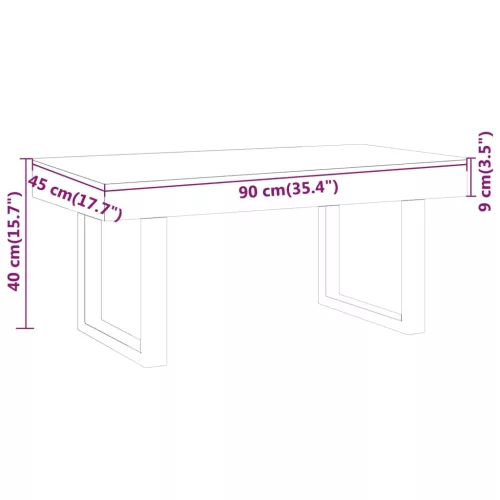 Sötétbarna és fekete MDF és vas dohányzóasztal 90x45x40 cm