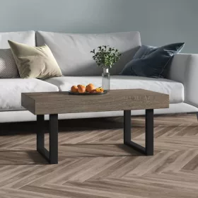 Szürke és fekete MDF és vas dohányzóasztal 90x45x40 cm
