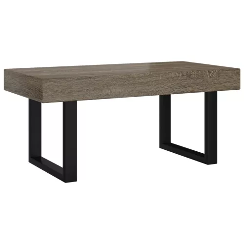 Szürke és fekete MDF és vas dohányzóasztal 90x45x40 cm