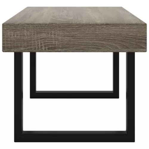 Szürke és fekete MDF és vas dohányzóasztal 90x45x40 cm