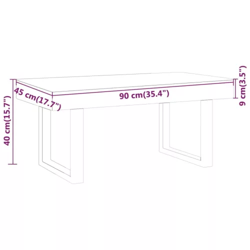 Szürke és fekete MDF és vas dohányzóasztal 90x45x40 cm