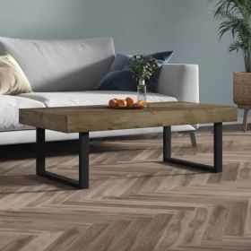   Sötétbarna és fekete MDF és vas dohányzóasztal 120x60x40 cm