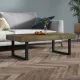 Sötétbarna és fekete MDF és vas dohányzóasztal 120x60x40 cm