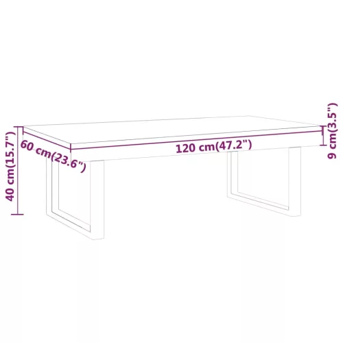 Sötétbarna és fekete MDF és vas dohányzóasztal 120x60x40 cm