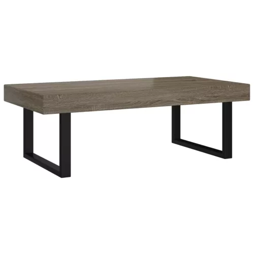 Szürke és fekete MDF és vas dohányzóasztal 120x60x40 cm