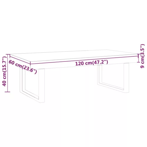 Szürke és fekete MDF és vas dohányzóasztal 120x60x40 cm