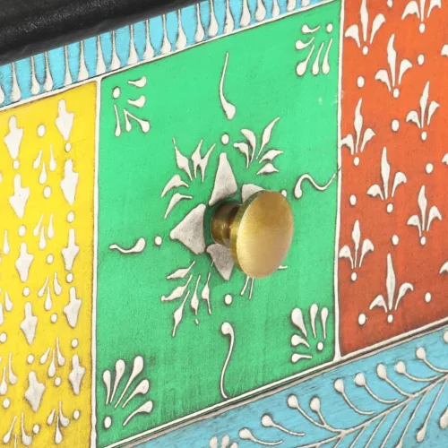 Kézzel festett tömör mangófa tálalóasztal 80 x 35 x 75 cm