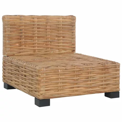 Természetes rattan karfa nélküli kanapé párnával