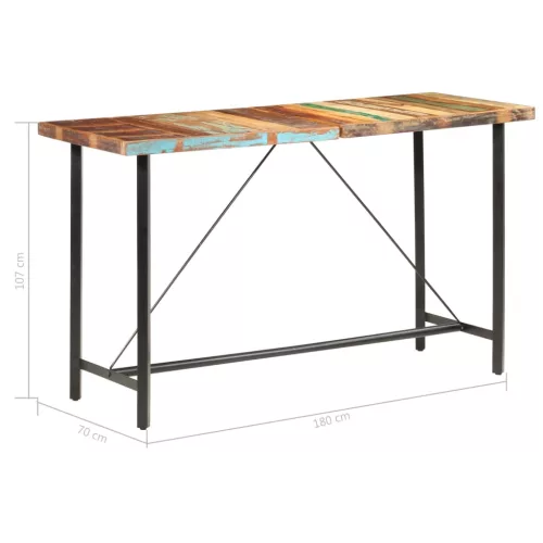 Tömör újrahasznosított fa bárasztal 180 x 70 x 107 cm