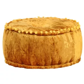 Mustársárga kerek bársony puff 40 x 20 cm