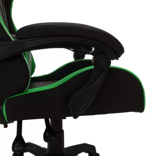 Zöld és fekete műbőr versenyszék RGB LED-világítással