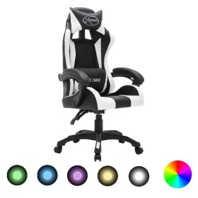   Fehér és fekete műbőr versenyszék RGB LED-világítással